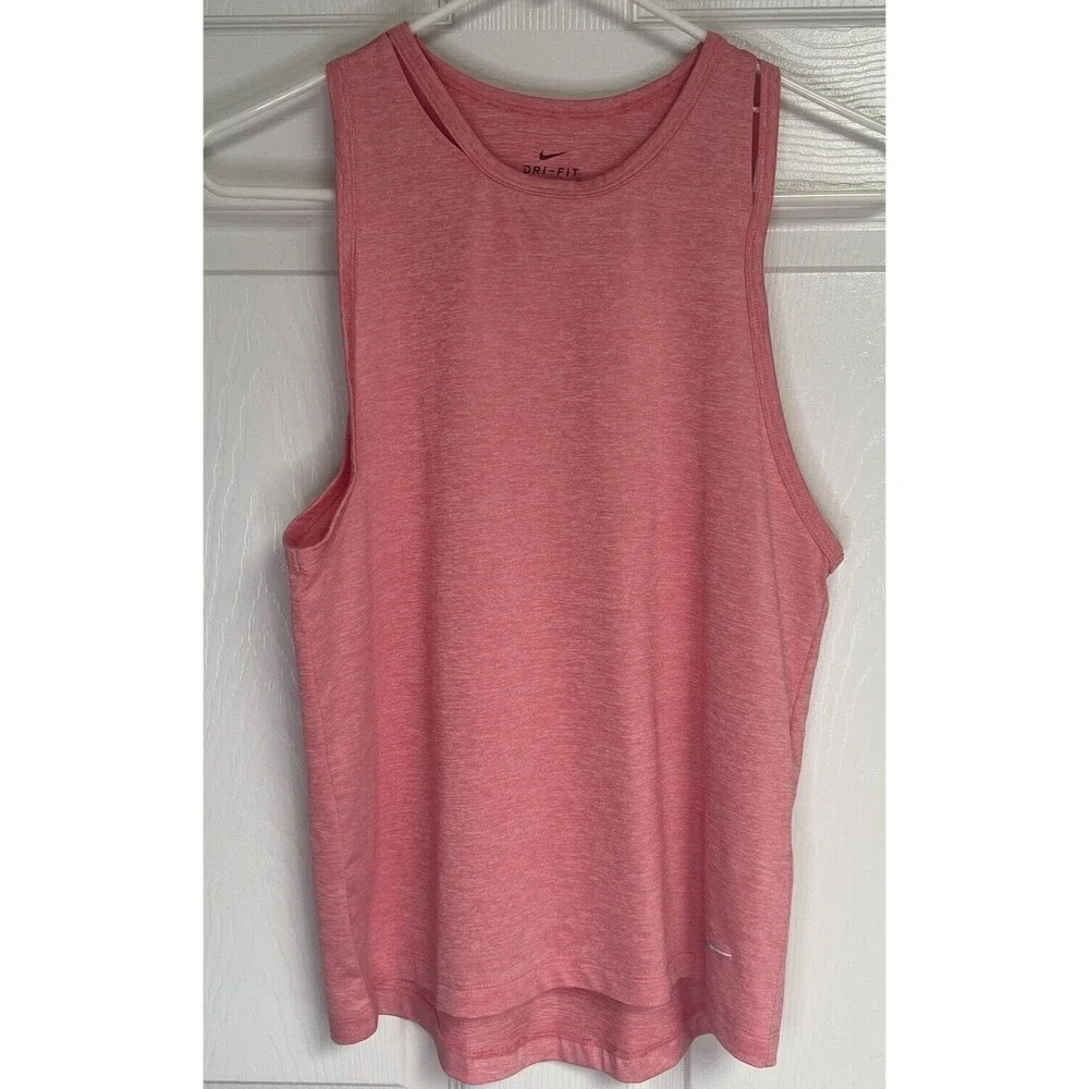 Nike Tank S Women Coral Pink Dri Fit Swoosh Athletic Sleeveless Shirt Casual